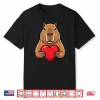 Valentines Day Cute Capybara Holding Heart Animal Kids Shirt