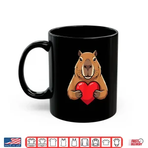 Mug Valentines Day Cute Capybara Holding Heart Animal Kids Shirt
