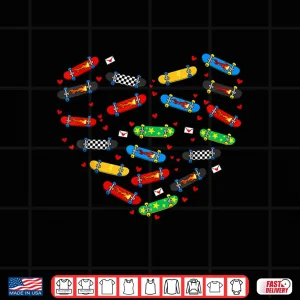 Design Cute Heart Skateboard Happy ValentineS Day Kids Boys Gifts Shirt