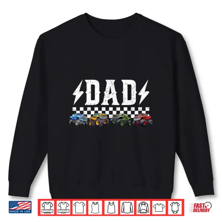 Sweatshirt Dad Retro Monster Truck Family Crew Birthday Matching Shirt 1