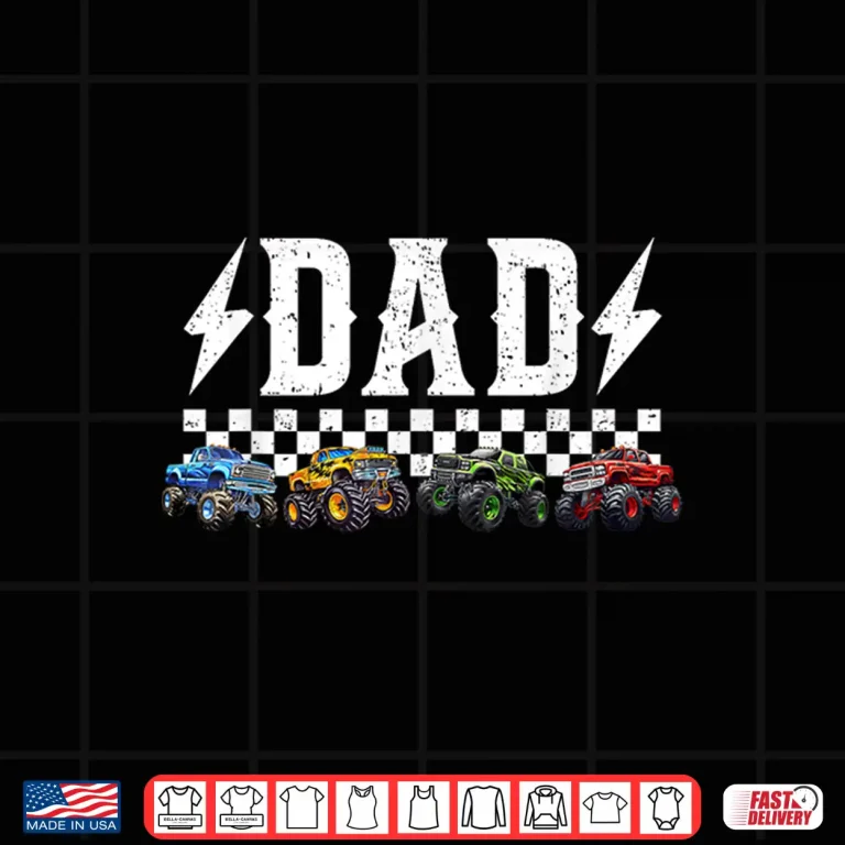 Design Dad Retro Monster Truck Family Crew Birthday Matching Shirt 1