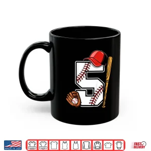 Mug Kids Birthday Boy 5 five Baseball 5th Birthday Baseball Player Shirt 1
