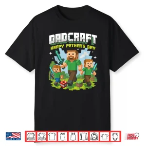 Dad Dadcraft Funny Gamer For Happy Father’S Day Gaming Pixel Shirt
