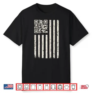 Funny Qr Scan Code Dancing Us Flag Funny Shirt