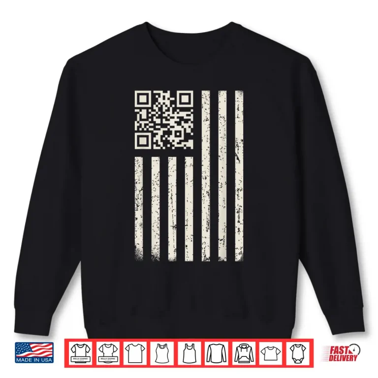Sweatshirt Funny QR Scan Code Dancing US Flag Funny Shirt
