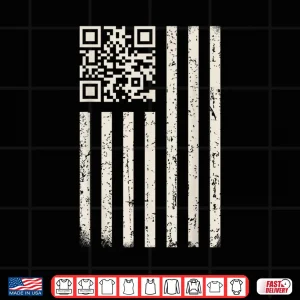 Design Funny QR Scan Code Dancing US Flag Funny Shirt