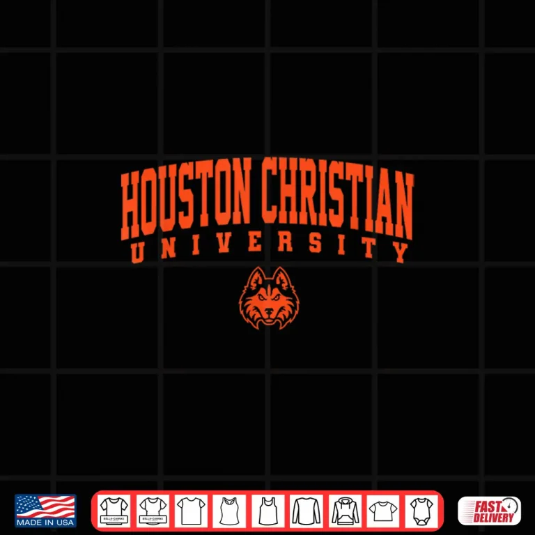 Design Houston Christian University Huskies One Color Arch Logo Shirt