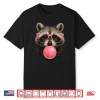 Black-T-Shirt-Cool Raccoon Face Eating Gum And Makes A Bubble Cute Raccoon Shirt