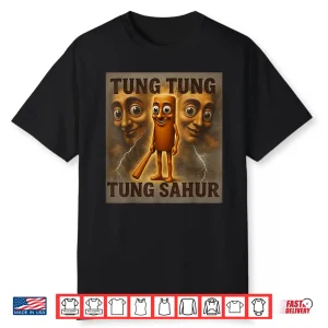 Black-T-Shirt-Tung Tung Tung Sahur Funny Italian Brainrot Meme Shirt