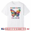 White-T-Shirt-Broken Crayon Still Color Butterfly Mental Health Awareness Shirt