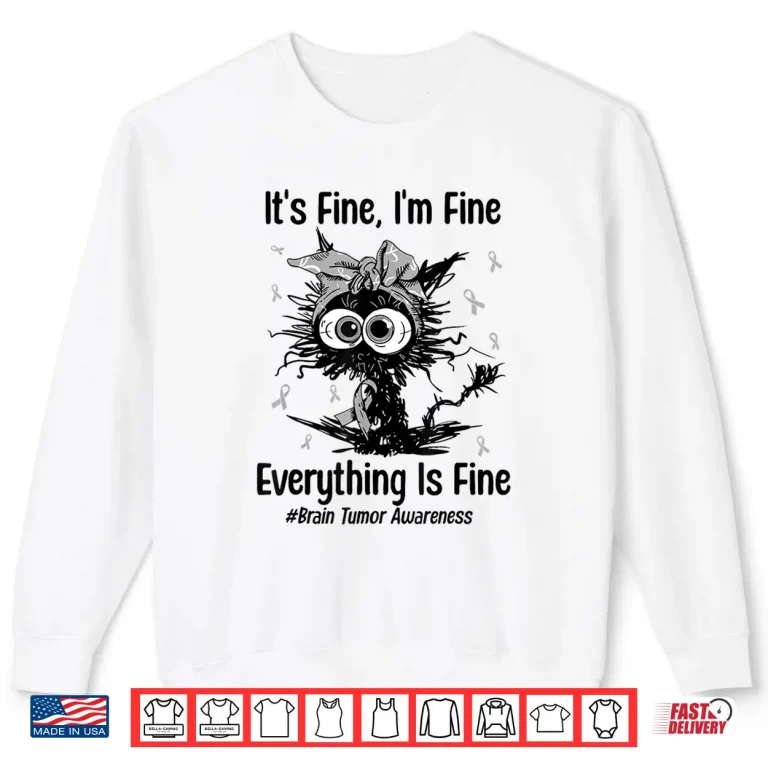 Sweatshirt Motivational Brain Tumor Awareness Cat Gray Ribbon Funny Shirt 2