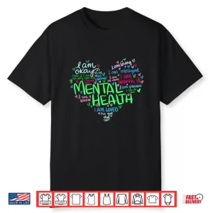 Heart I Wear Green For Mental Health Awareness Month Ribbon Shirt