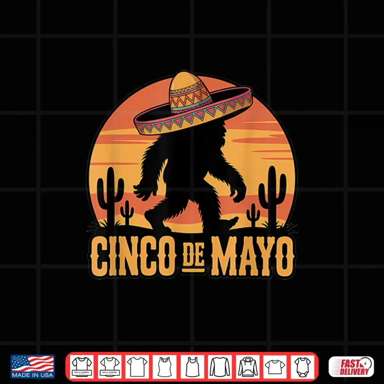 Design Cinco de Mayo Bigfoot Sombrero Desert Sunset Shirt 2
