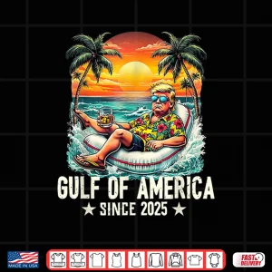 Design Gulf Of US America Est 2025 Retro Vintage Beach Shirt 2