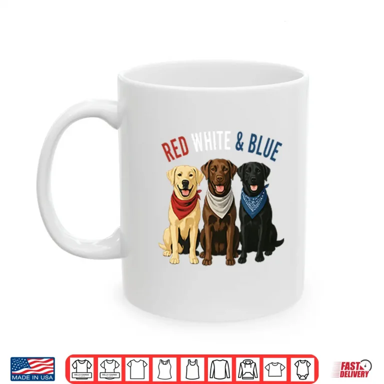 Mug Labrador Retriever Red White And Blue Shirt