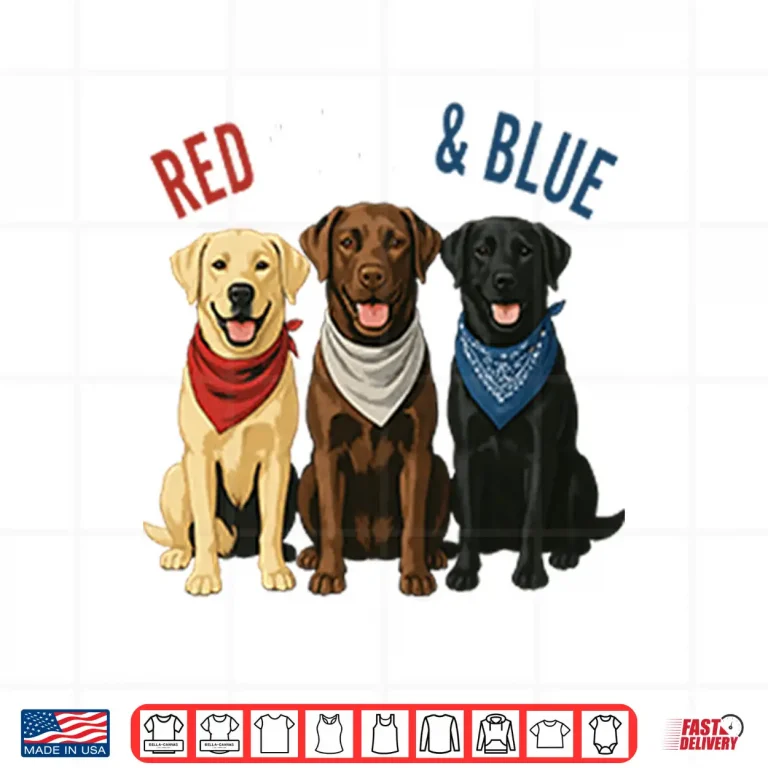Design Labrador Retriever Red White And Blue Shirt
