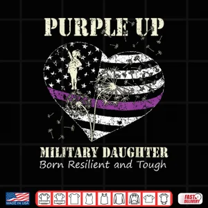 Design Purple Up Military Child Daughter Dandelion for Girls Shirt