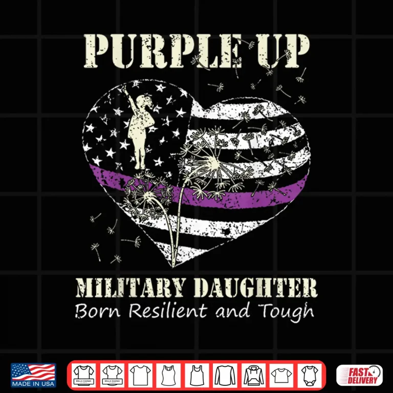Design Purple Up Military Child Daughter Dandelion for Girls Shirt