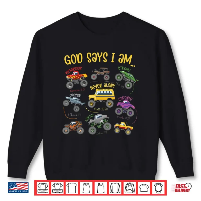 Sweatshirt God Says I Am Construction Bible Verse Truck Toddler Boys Shirt