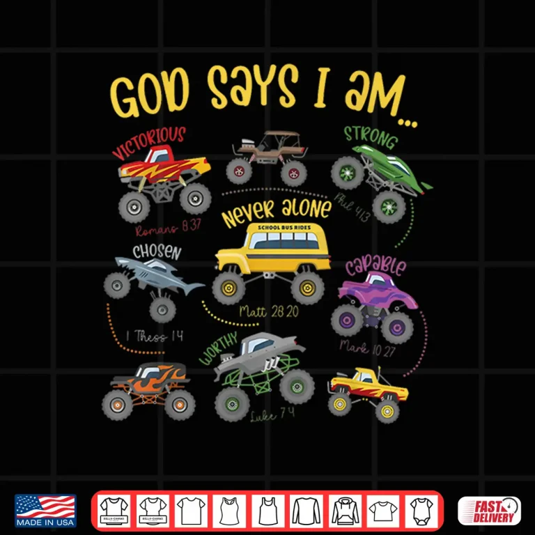 Design God Says I Am Construction Bible Verse Truck Toddler Boys Shirt