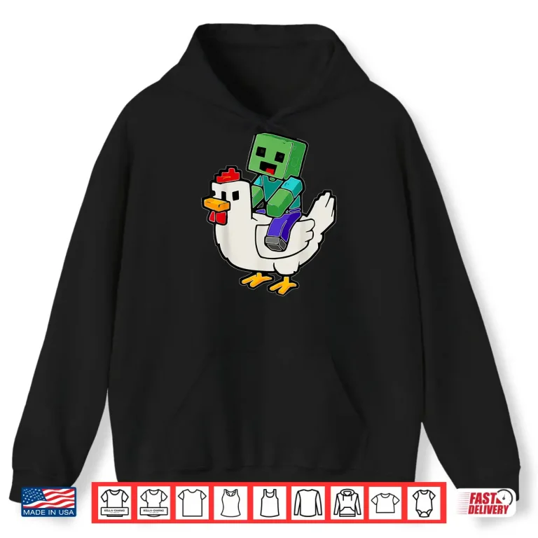 Hoodie Jock Chicken Shirt Pixel Art Gamer Zombie Shirt