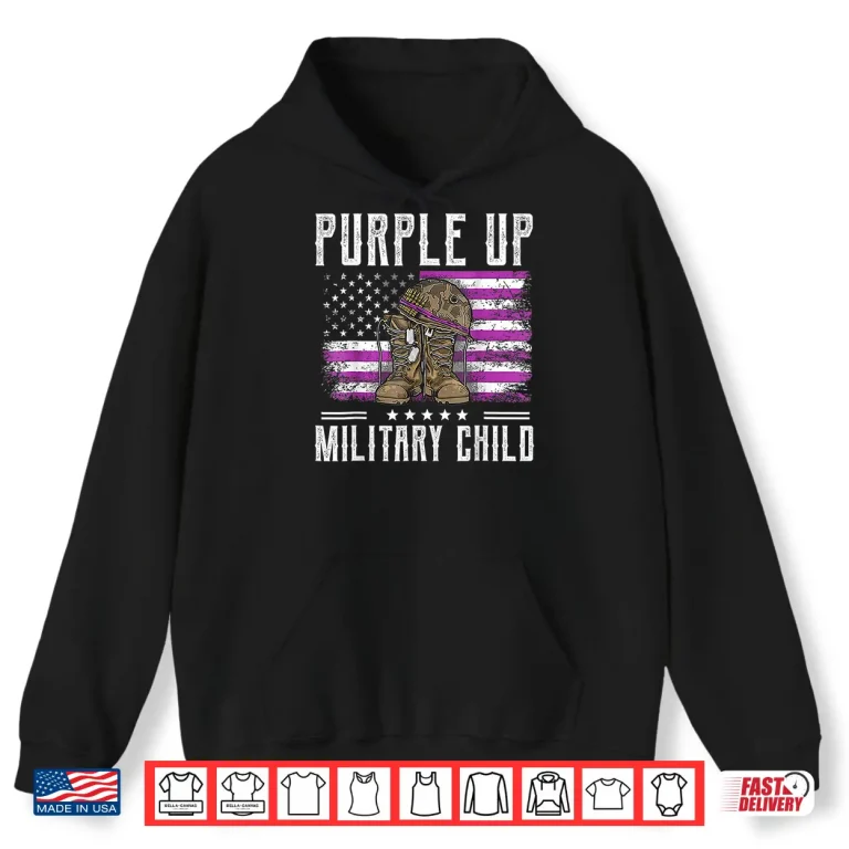 Hoodie Purple Up For Military Child Flag Military Child Month Shirt