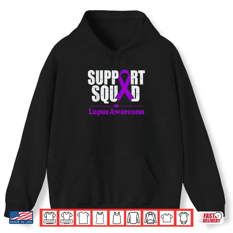 Hoodie Support Squad Lupus Awareness Purple Autoimmune Disease Shirt