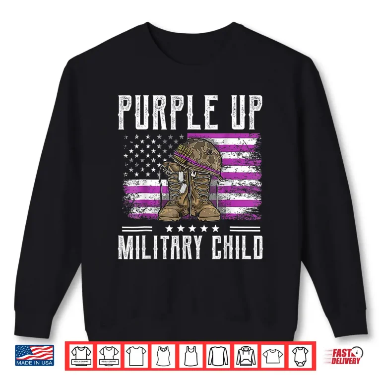 Sweatshirt Purple Up For Military Child Flag Military Child Month Shirt