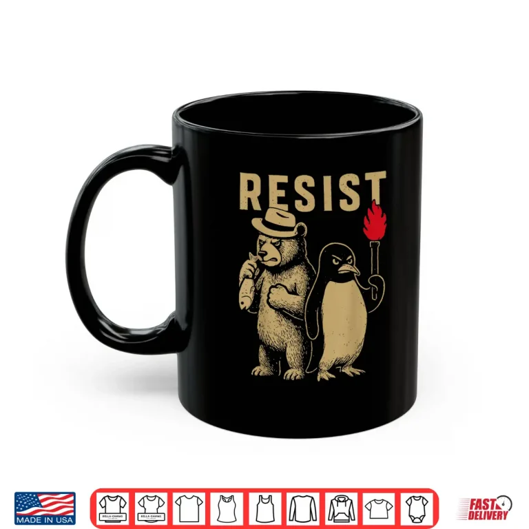Mug Resist Penguins And Bear Graphic We Stand With Penguins Shirt