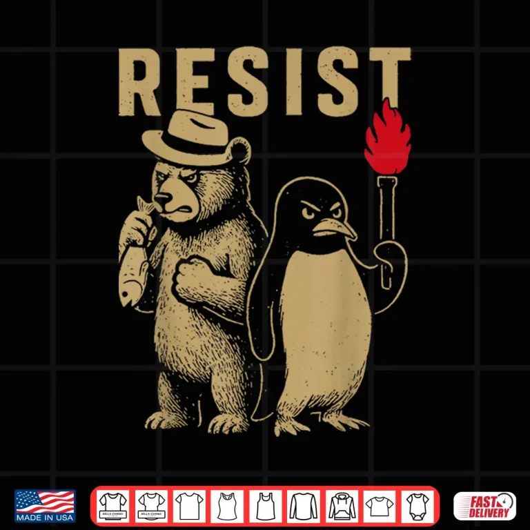 Design Resist Penguins And Bear Graphic We Stand With Penguins Shirt