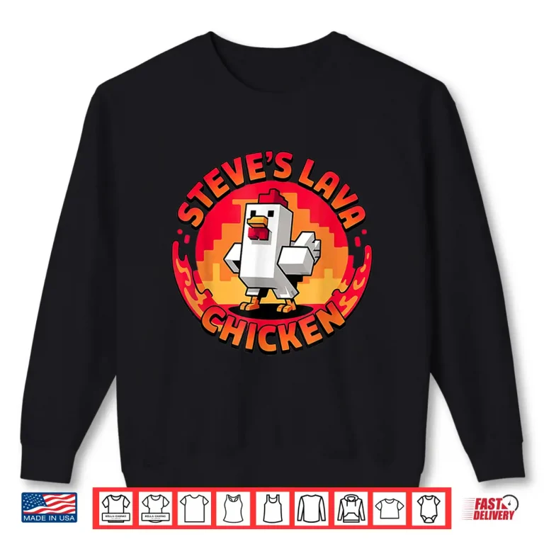 Sweatshirt Lava Chicken Miners Meme Steve Pixel Gaming Boys Kids Game Shirt