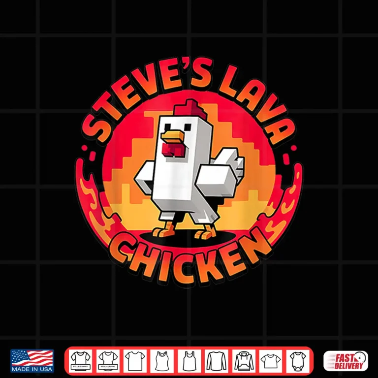 Design Lava Chicken Miners Meme Steve Pixel Gaming Boys Kids Game Shirt
