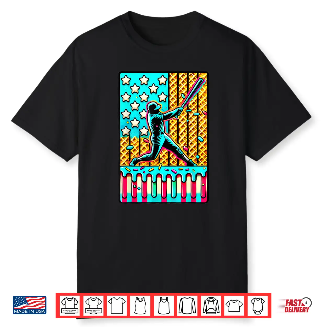 Ice Cream Drip Baseball Stuff Drip For Boys American Flag Shirt Ice Cream Drip Baseball Stuff Drip For Boys American Flag Shirt