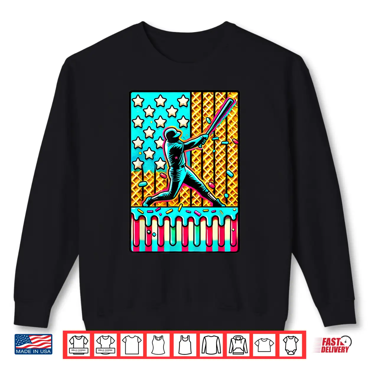 Ice Cream Drip Baseball Stuff Drip For Boys American Flag Shirt Ice Cream Drip Baseball Stuff Drip For Boys American Flag Shirt