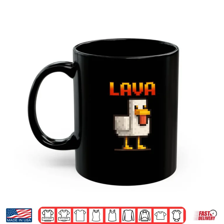 Mug Chicken cooked in lava Funny pixel Chicken Gamer Shirt