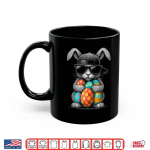 Mug Easter Day Bunny Face With Sunglasses Eggs cool Rabbit Shirt
