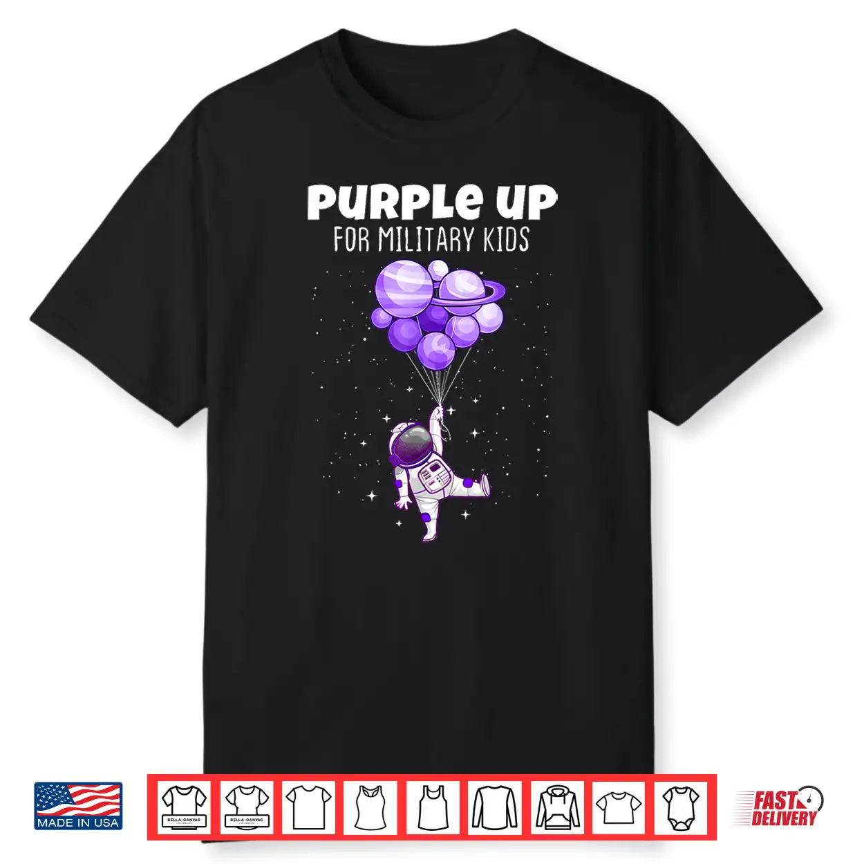 Purple Up Military Kids Military Child Month Astronaut Funny Shirt Purple Up Military Kids Military Child Month Astronaut Funny Shirt