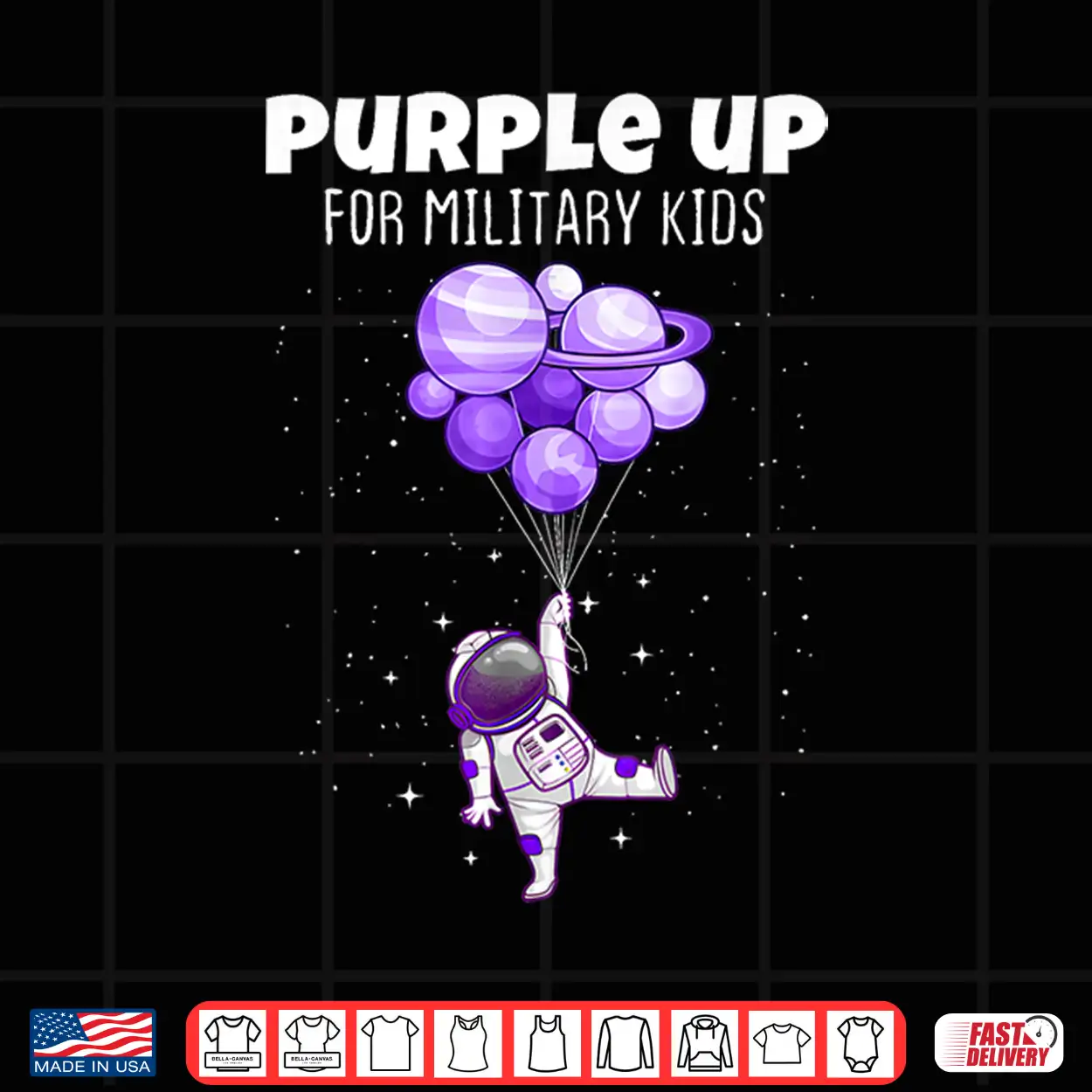 Purple Up Military Kids Military Child Month Astronaut Funny Shirt Purple Up Military Kids Military Child Month Astronaut Funny Shirt