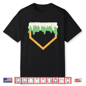 Baseball Ice Cream Dripping Baseball Home Plate Drip Shirt