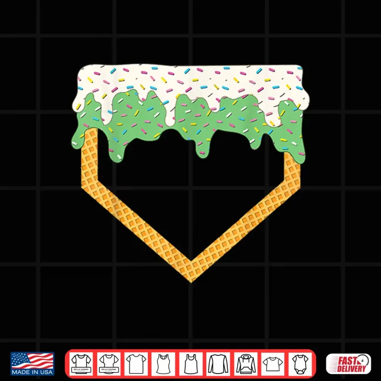 Design Baseball Ice Cream Dripping Baseball Home Plate Drip Shirt