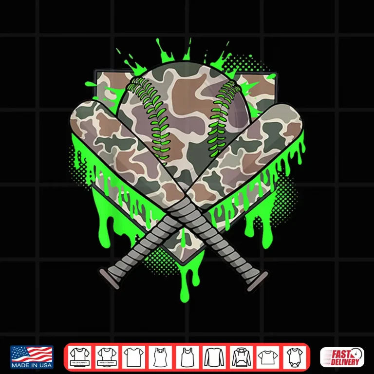 Design Baseball Drip For Boys Ice Cream Dripping Boys Baseball Camo Shirt