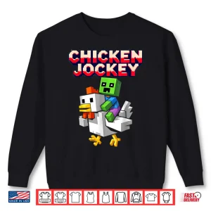 Sweatshirt Chicken Jockey Zombie Pixel Art Zombie Gamer Funny Shirt