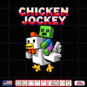 Design Chicken Jockey Zombie Pixel Art Zombie Gamer Funny Shirt