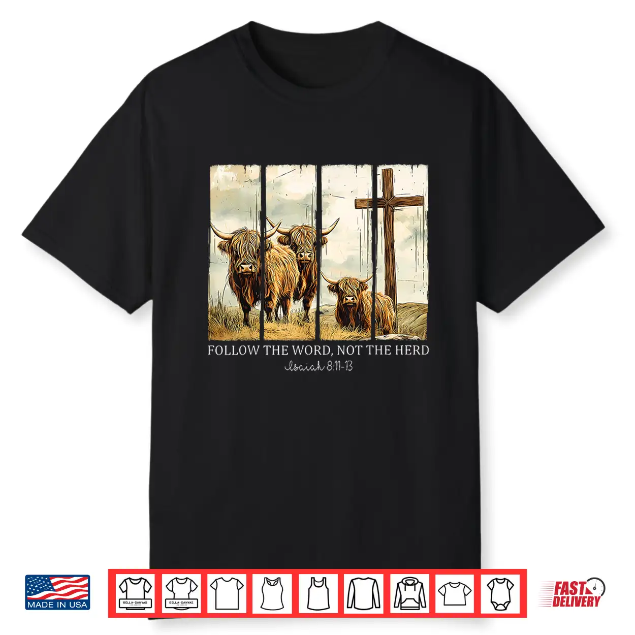Follow The Word Not The Herd Christian Western Highland Cow Shirt Follow The Word Not The Herd Christian Western Highland Cow Shirt