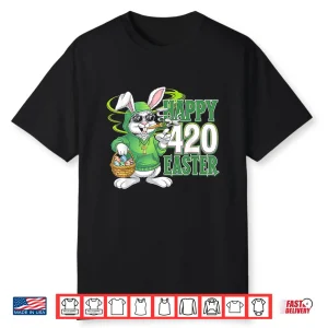 Happy 420 Easter Day Bunny Smoking Weed Marijuana Funny 420 Shirt