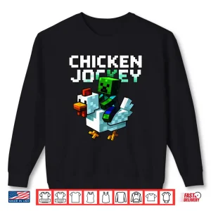 Sweatshirt Funny Chicken Jockey Zombie Pixel Art Gamer Shirt