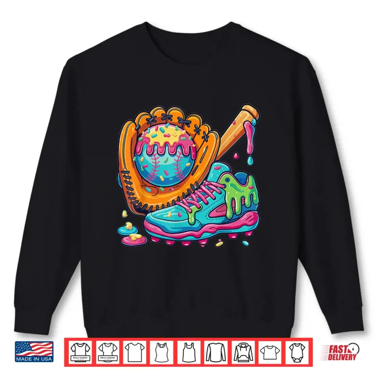 Sweatshirt Ice Cream Drip Baseball Stuff Baseball Drip Shirt