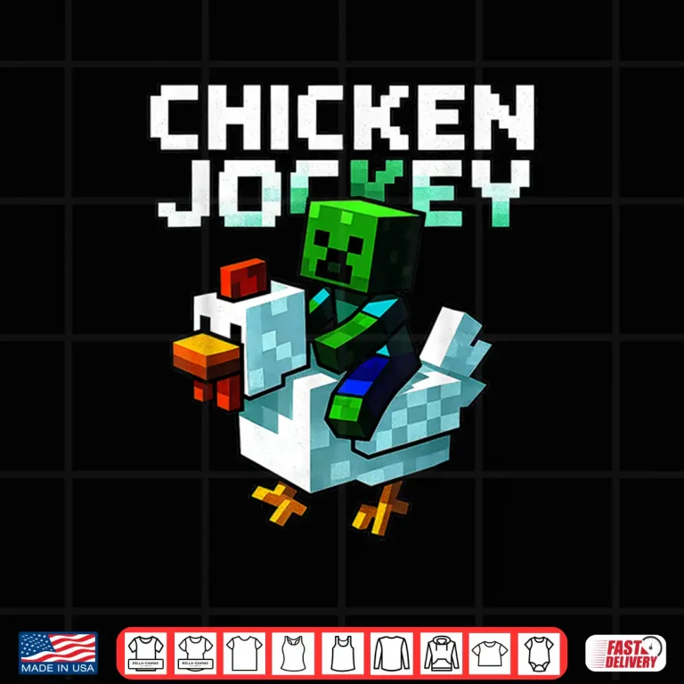 Design Funny Chicken Jockey Zombie Pixel Art Gamer Shirt