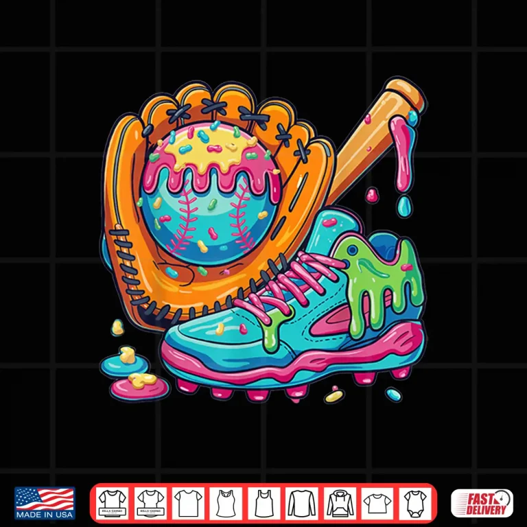 Design Ice Cream Drip Baseball Stuff Baseball Drip Shirt