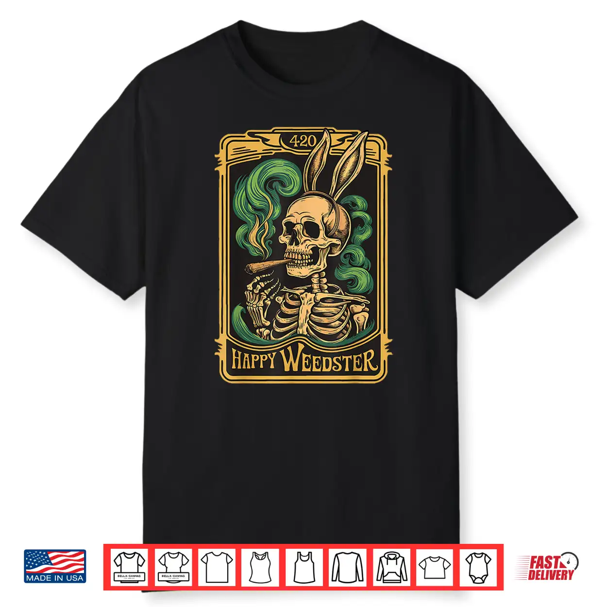 Happy Weedster 420 Bunny Skull Smoking Funny Viral Easter Shirt Happy Weedster 420 Bunny Skull Smoking Funny Viral Easter Shirt